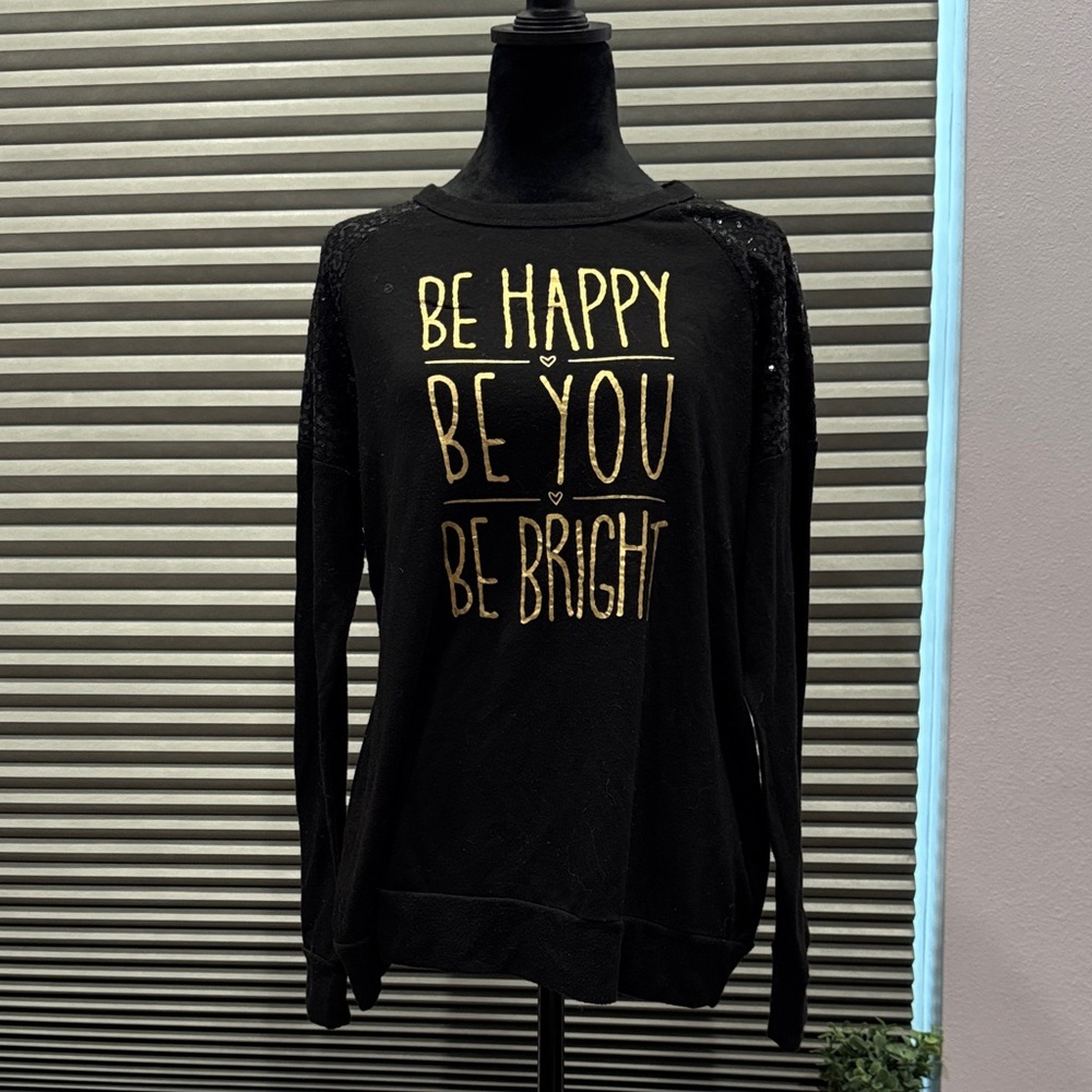 Black Sweatshirt with Gold Motivational Print